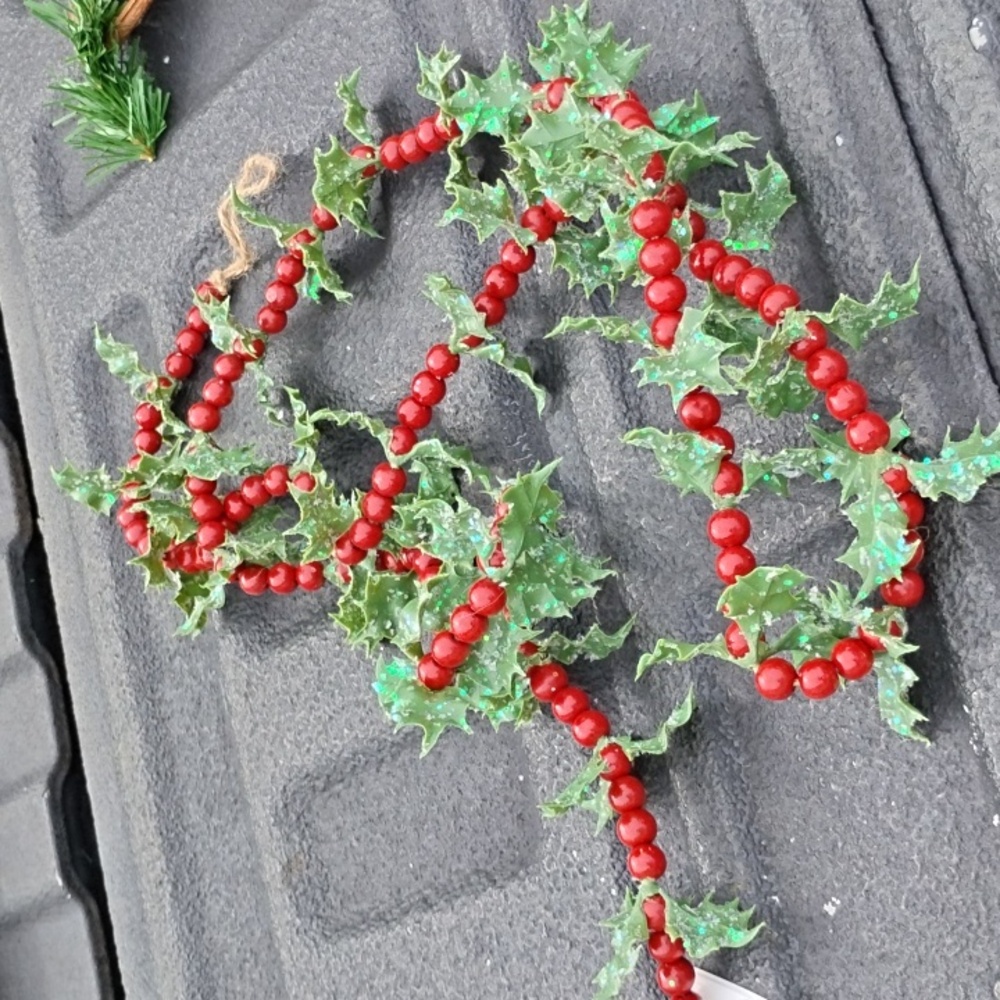 Glitter Holly berry Christmas garland